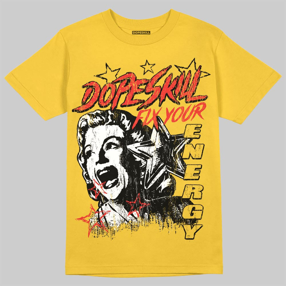 Yellow Sneakers DopeSkill T-Shirt Fix Your Energy Graphic Streetwear - Gold