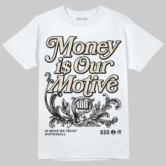 Jordan 5 Retro Reverse Metallic DopeSkill T-Shirt Money Is Our Motive Typo Graphic Streetwear - White