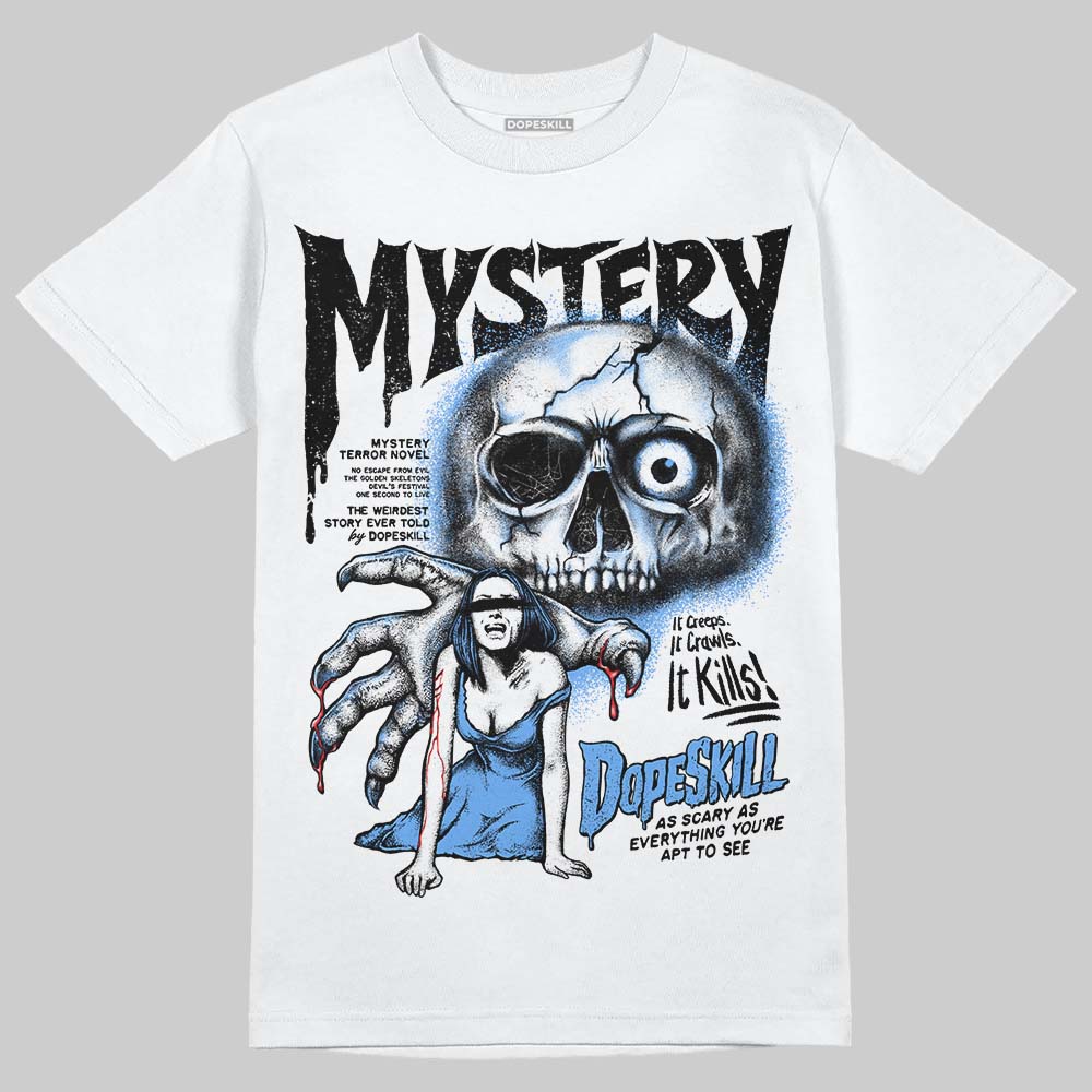Jordan 5 Black University Blue DopeSkill T-Shirt Mystery Ghostly Grasp Graphic Streetwear - White