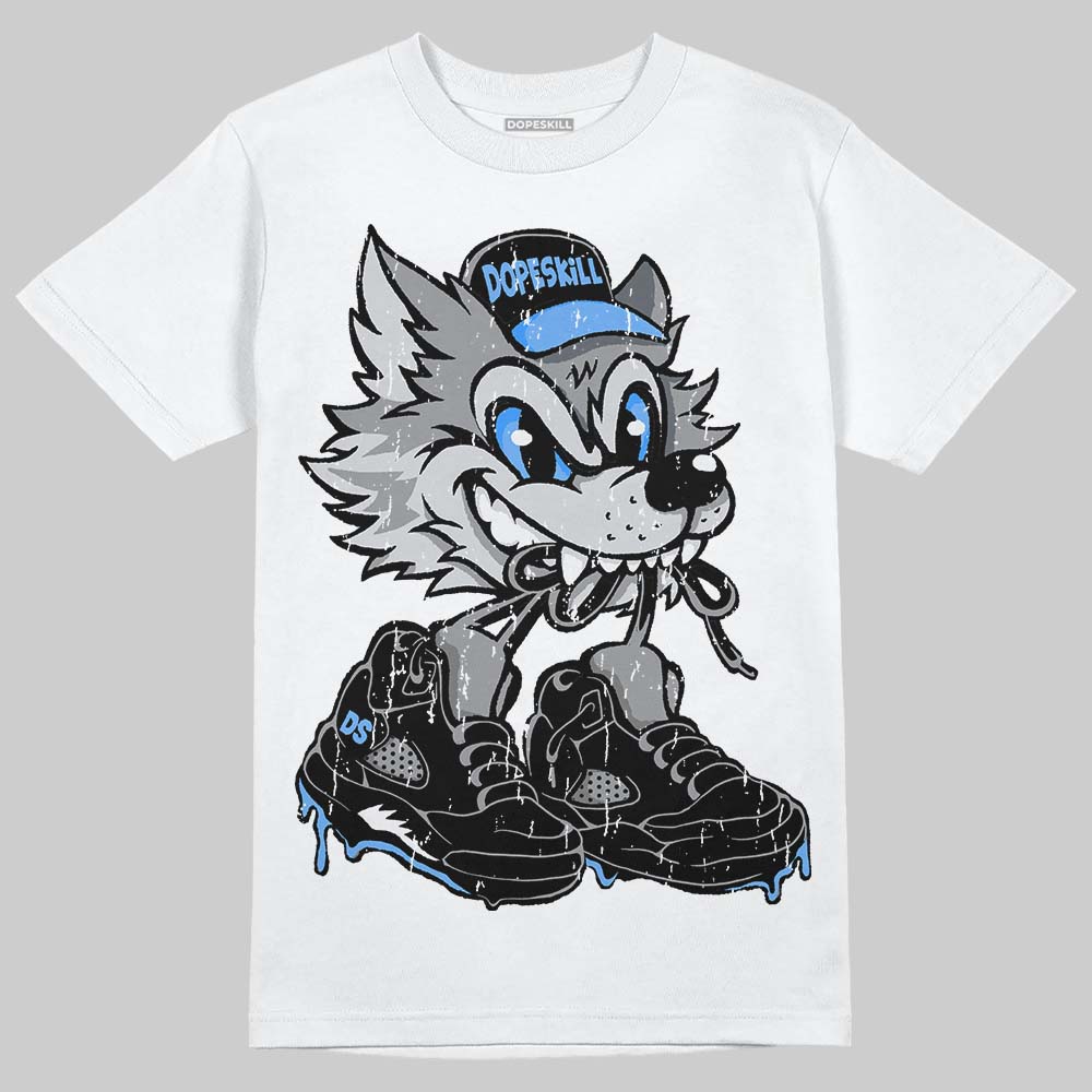 Jordan 5 Black University Blue DopeSkill T-Shirt Wolf Grey 5s Graphic Streetwear 0- White