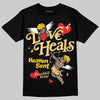 Quai 54 x Air Jordan 1 Retro Low OG Tour Yellow Black DopeSkill T-Shirt New Love Heals Graphic Streetwear - black