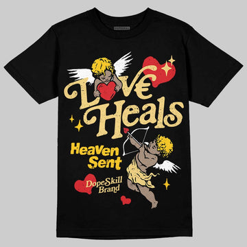 Quai 54 x Air Jordan 1 Retro Low OG Tour Yellow Black DopeSkill T-Shirt New Love Heals Graphic Streetwear - black