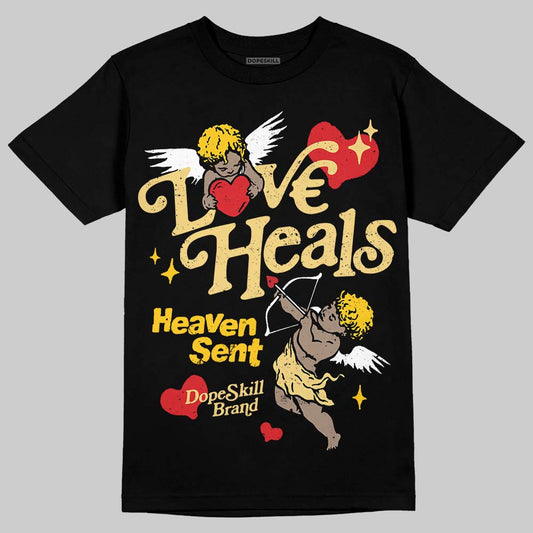Quai 54 x Air Jordan 1 Retro Low OG Tour Yellow Black DopeSkill T-Shirt New Love Heals Graphic Streetwear - black
