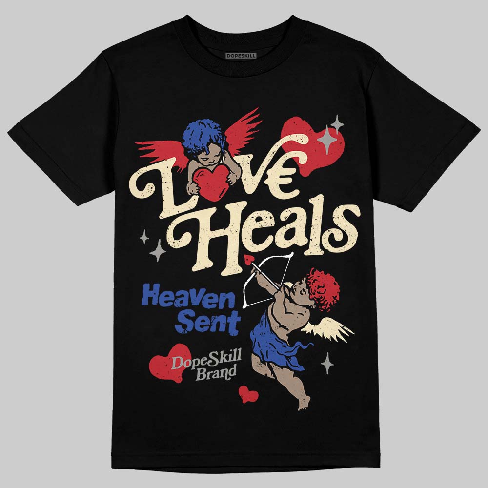 Jordan 4 “Rare Air” DopeSkill T-Shirt New Love Heals Graphic Streetwear - Black