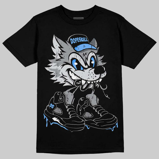Jordan 5 Black University Blue DopeSkill T-Shirt Wolf Grey 5s Graphic Streetwear - black