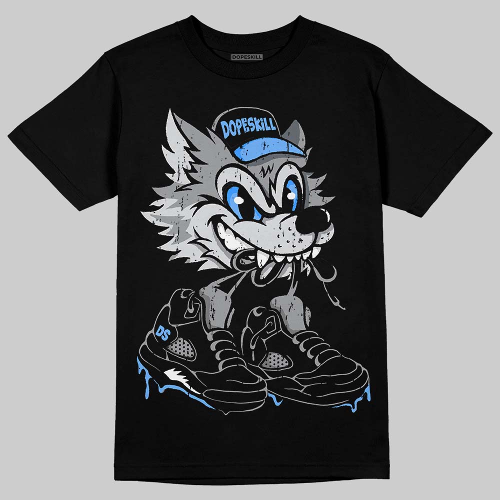 Jordan 5 Black University Blue DopeSkill T-Shirt Wolf Grey 5s Graphic Streetwear - black