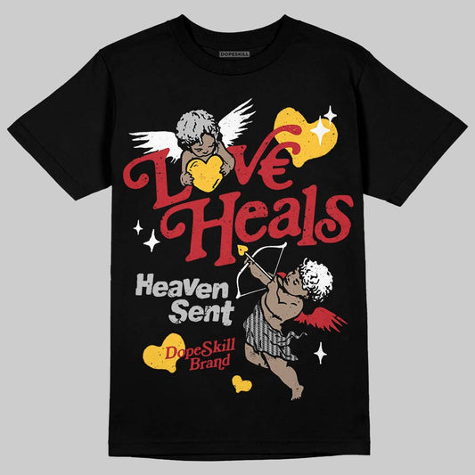 Jordan 14 Retro Ferrari (2025) DopeSkill T-Shirt New Love Heals Graphic Streetwear - Black
