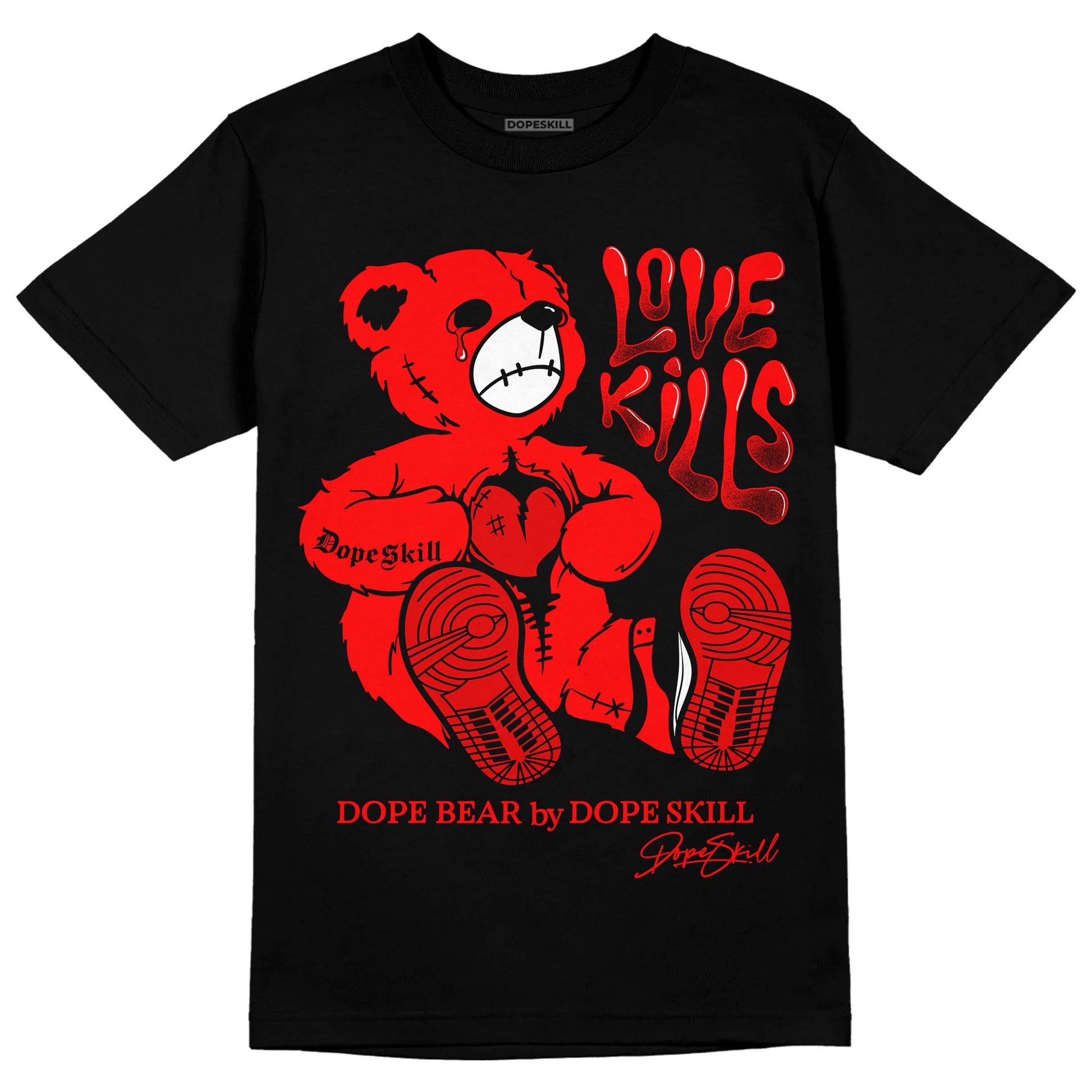 Jordan 1 Retro High OG "Satin Bred" DopeSkill T-Shirt Love Kills Graphic Streetwear - Black