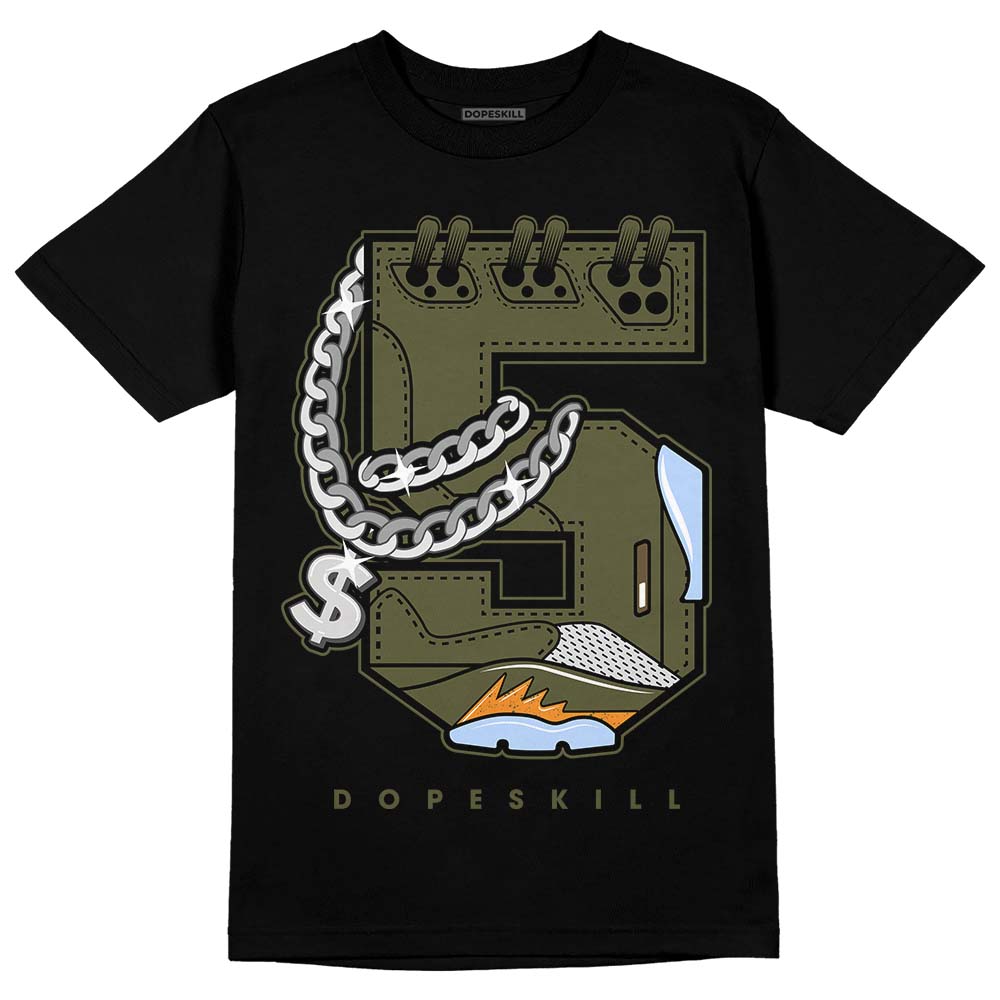 Jordan 5 "Olive" DopeSkill T-Shirt No.5 Graphic Streetwear - Black