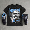 Black University Blue 5s DopeSkill T-Shirt Mystery Ghostly Grasp Graphic