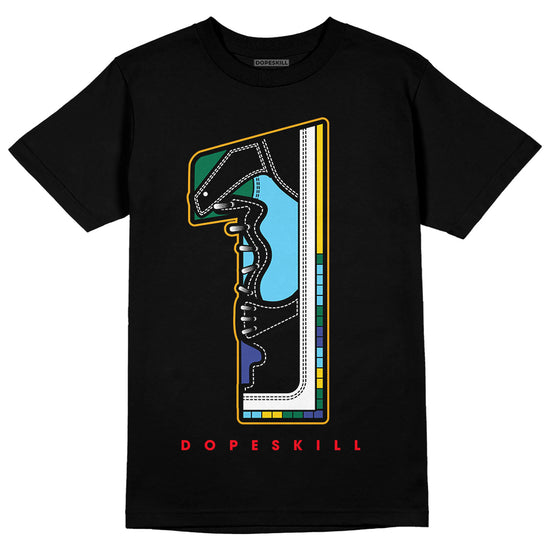 Jordan 1 Mid GS 'Six Championships' DopeSkill T-Shirt No.1 Graphic Streetwear - Black