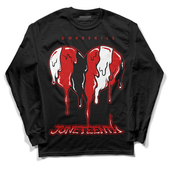 Jordan 1 Retro Low "Black Toe" DopeSkill Long Sleeve T-Shirt Juneteenth Heart Graphic Streetwear - Black