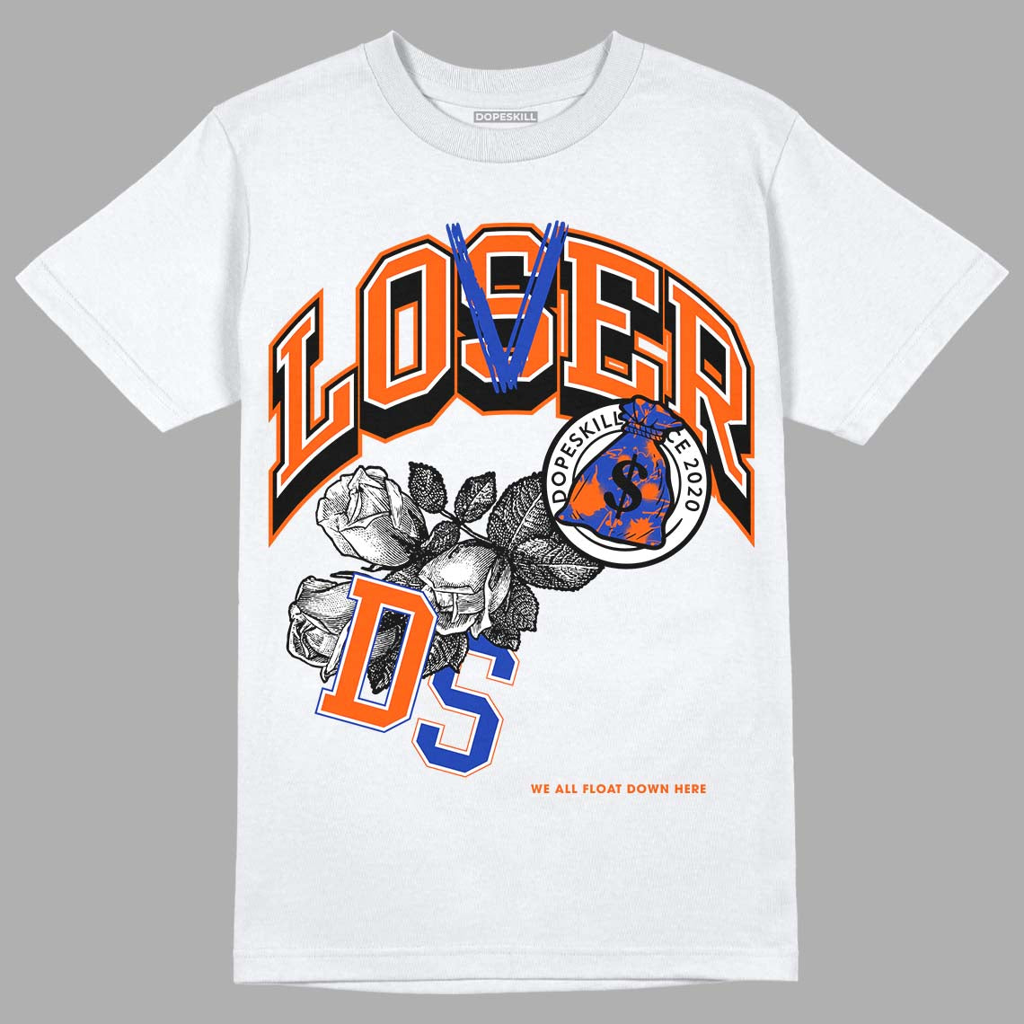 Dunk Low Futura Orange Blaze DopeSkill T-Shirt Loser Lover Graphic Streetwear - White