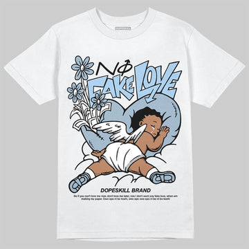 Jordan 40 “Blue Suede” DopeSkill T-Shirt No Fake Love Graphic Streetwear - White
