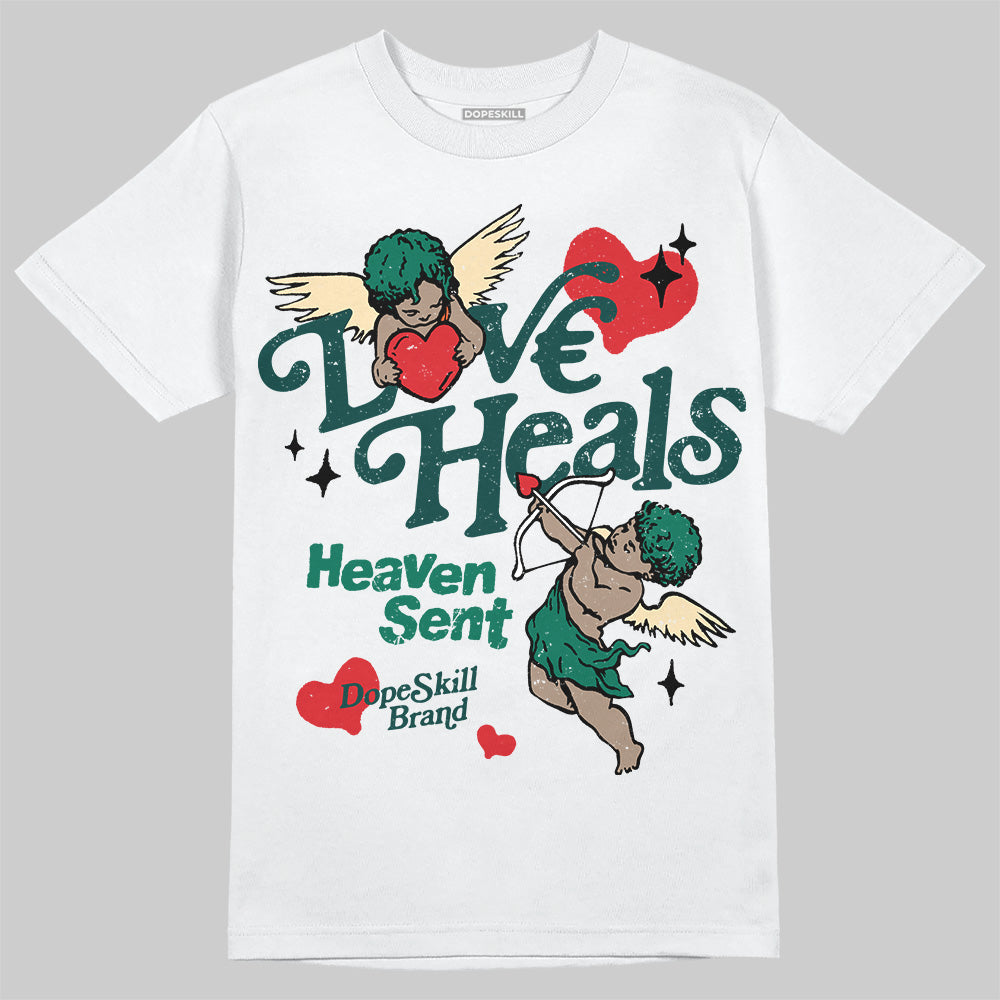 Jordan 4 Retro Oxidized Green DopeSkill T-Shirt New Love Heals Graphic Streetwear - White