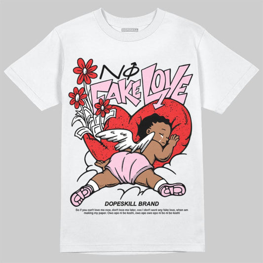 Awake NY x Air Jordan 5 Arctic Pink DopeSkill T-Shirt No Fake Love Graphic Streetwear - White