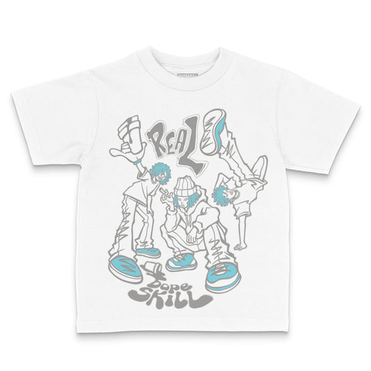 Jordan 4 Retro GS “Blue Chill” DopeSkill Toddler Kids T-shirt Real Y2K Players Graphic Streetwear - White