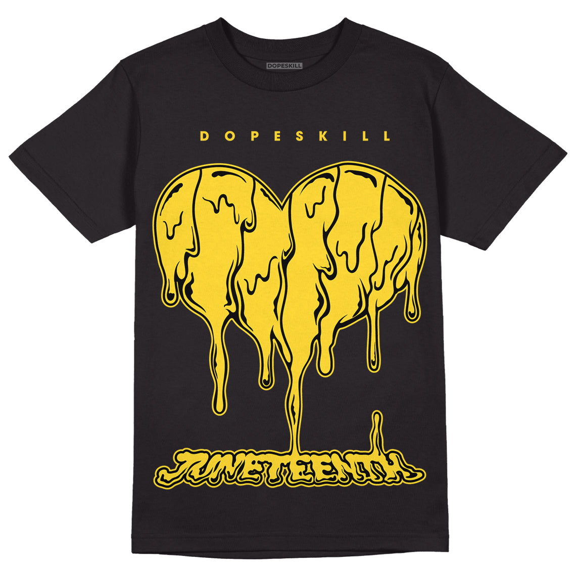 Jordan 4 Tour Yellow Thunder DopeSkill T-Shirt Juneteenth Heart Graphic Streetwear - Black