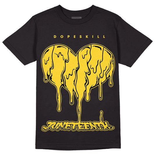 Jordan 4 Tour Yellow Thunder DopeSkill T-Shirt Juneteenth Heart Graphic Streetwear - Black