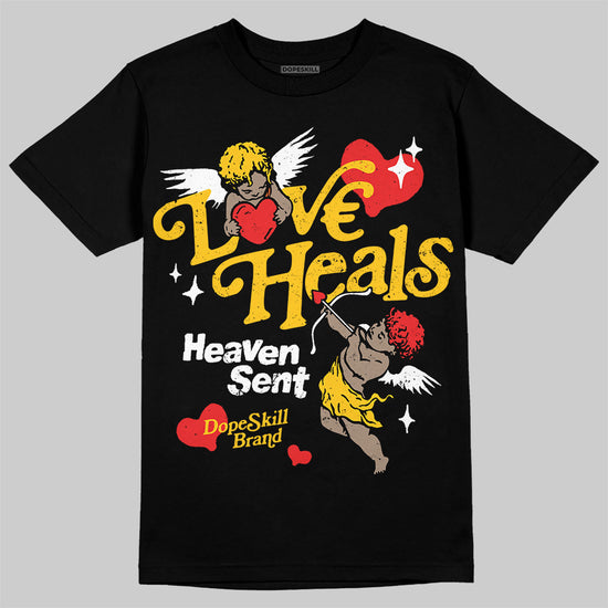 Yellow Sneakers DopeSkill T-Shirt New Love Heals Graphic Streetwear - Black