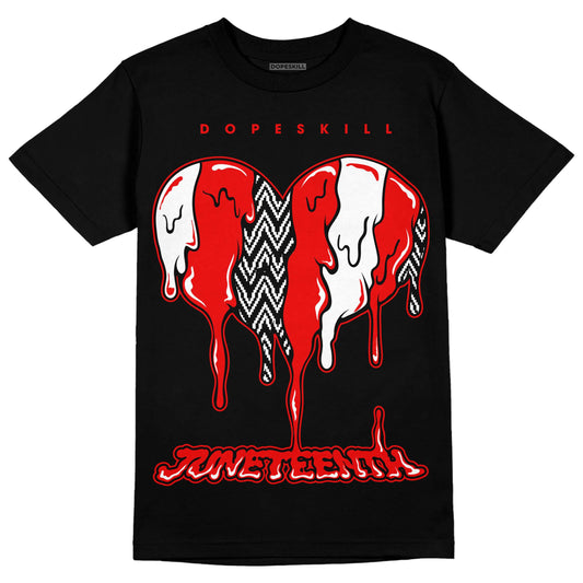 Jordan 12 “Cherry” DopeSkill T-Shirt Juneteenth Heart Graphic Streetwear - Black
