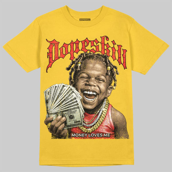 Yellow Sneakers DopeSkill T-Shirt Money Loves Me Graphic Streetwear - Gold