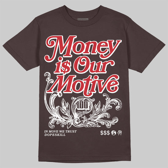 SoleFly x Air Jordan 12 Retro SP 'Cafecito/Baroque Brown' DopeSkill T-Shirt Money Is Our Motive Typo Graphic Streetwear - Dark Chocolate