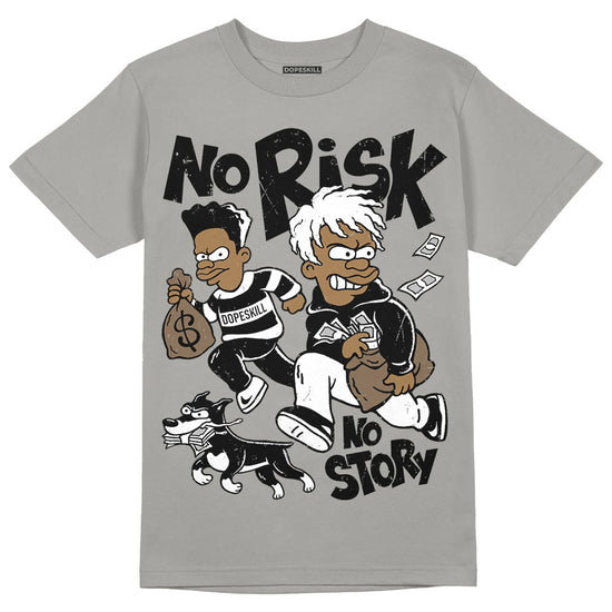 Jordan 4 Retro 'Wet Cement' DopeSkill Grey T-shirt No Risk No Story Graphic Streetwear