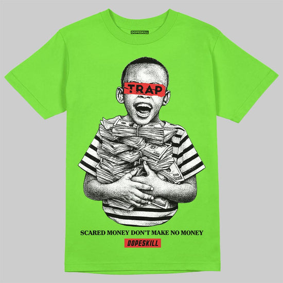 Neon Green Sneakers DopeSkill T-Shirt Scared Money Don't Make No Money Graphic Streetwear - Lime
