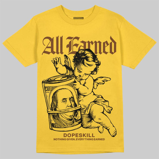 Yellow Sneakers DopeSkill T-Shirt All Earned Graphic Streetwear - Gold