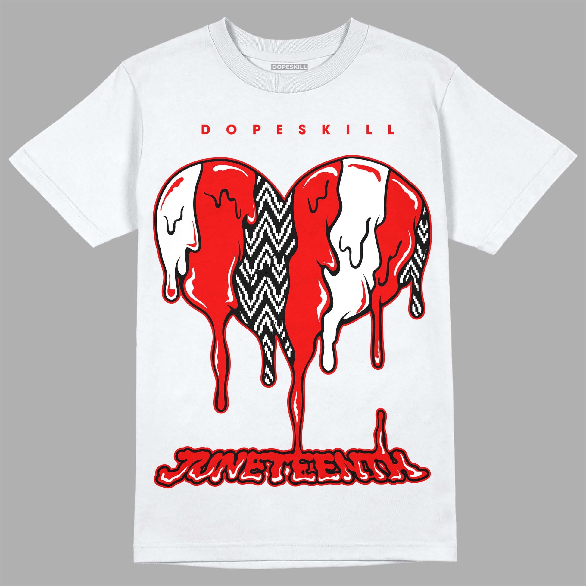 Jordan 12 “Cherry” DopeSkill T-Shirt Juneteenth Heart Graphic Streetwear - White