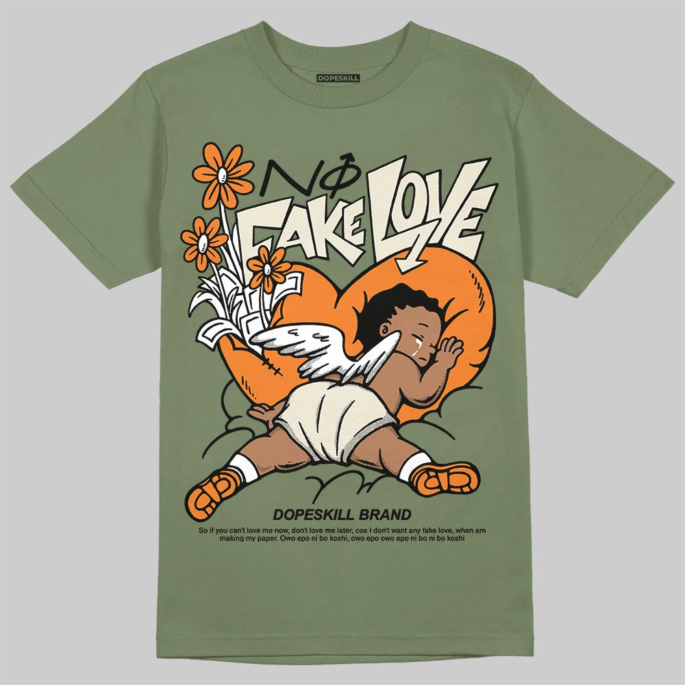 Jordan 4 Retro OG SP Undefeated (2025) DopeSkill T-Shirt No Fake Love Graphic Streetwear - Military Green