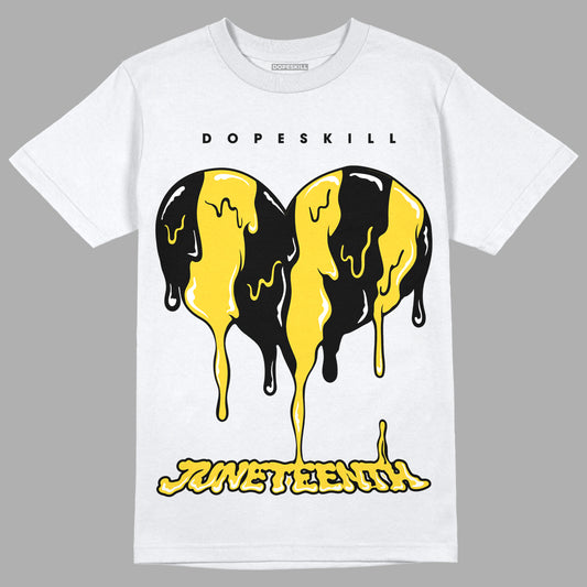 Jordan 4 Tour Yellow Thunder DopeSkill T-Shirt Juneteenth Heart Graphic Streetwear - White