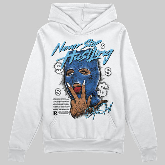 Jordan 12 “Blueberry” DopeSkill Hoodie Sweatshirt Never Stop Hustling Graphic Streetwear - White