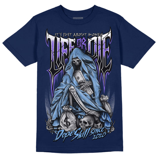 Jordan 5 SE “Georgetown” DopeSkill Midnight Navy T-Shirt Life or Die Graphic Streetwear