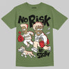 Travis Scott x Jordan 1 Medium Olive DopeSkill Olive T-shirt No Risk No Story Graphic Streetwear