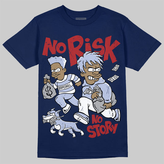 Jordan 6 Retro 'White And Midnight Navy' DopeSkill Navy T-shirt No Risk No Story Graphic Streetwear