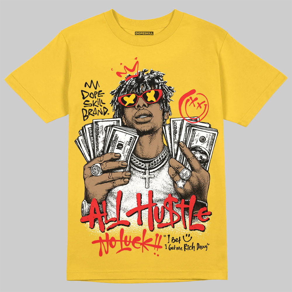 Yellow Sneakers DopeSkill T-Shirt All Hustle No Luck Graphic Streetwear - Gold