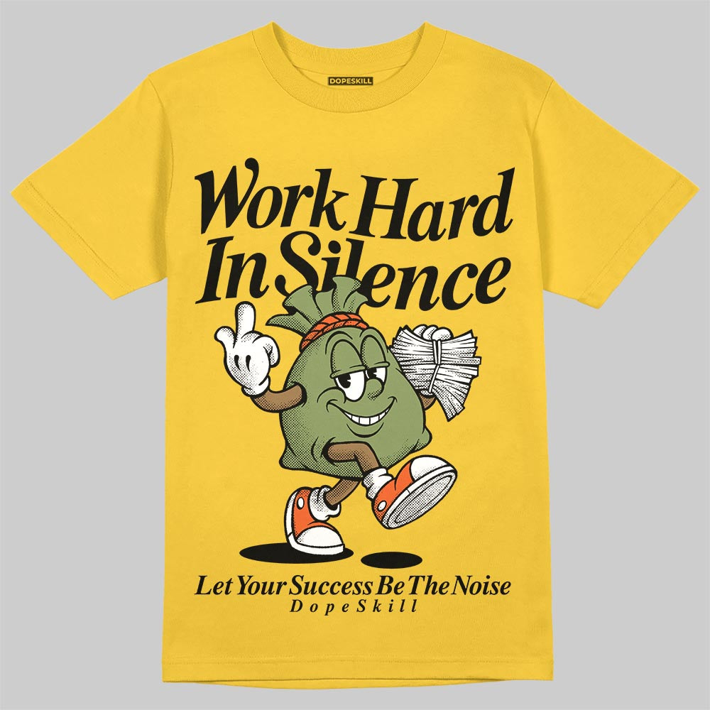 Yellow Sneakers DopeSkill T-Shirt Work Hard In Silence Graphic Streetwear - Daisy