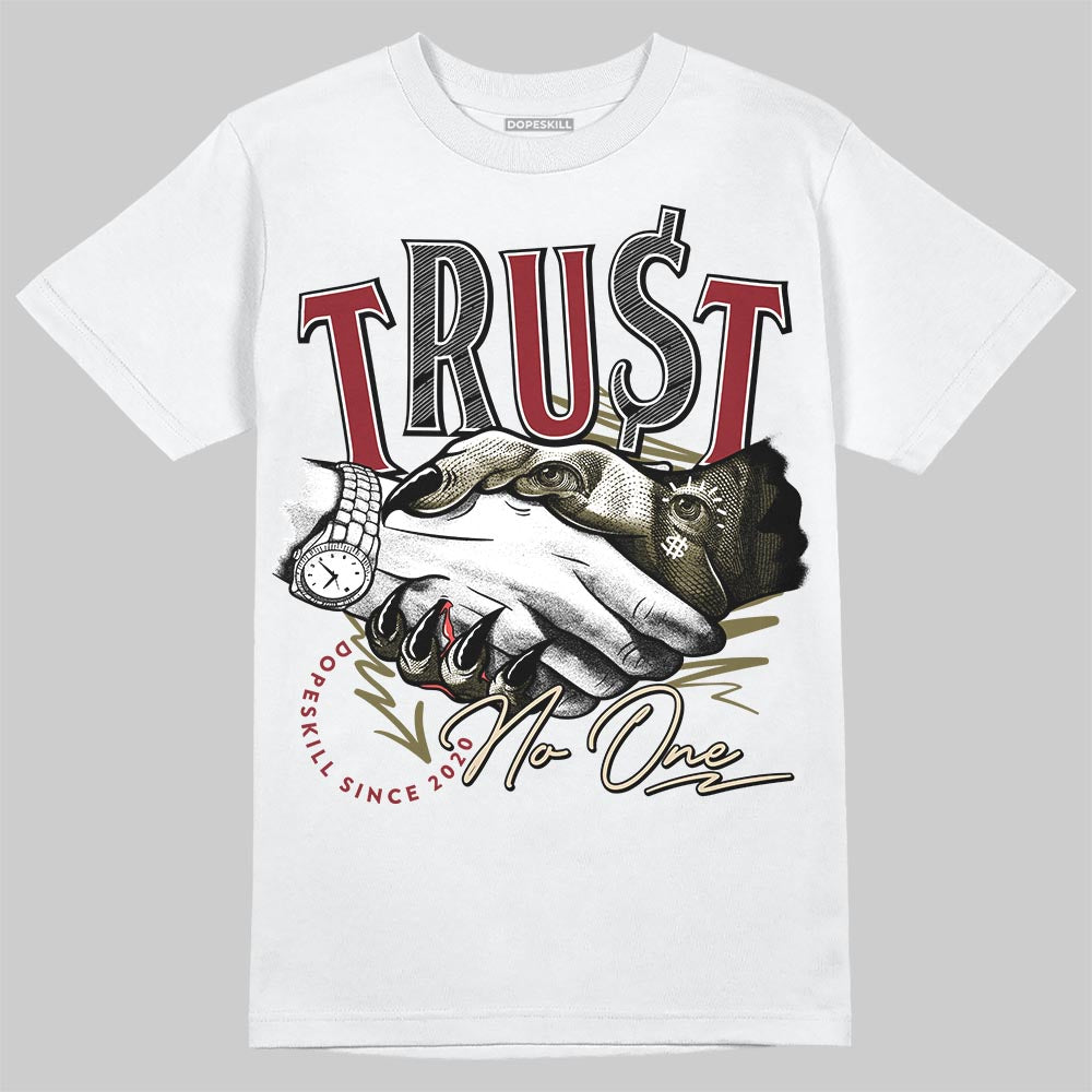 SB Dunk Low “Dark Team Red/Olive Flak” DopeSkill T-Shirt Trust No One Graphic Streetwear - White 