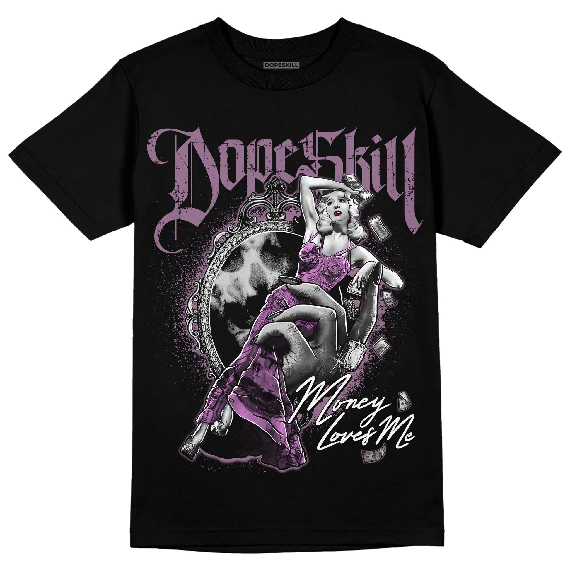 Jordan 2 “Mauve/Off-Noir” DopeSkill T-Shirt Money Loves Me Graphic Streetwear - Black