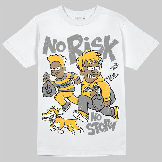 New Balance 9060 Varsity Gold (GS) DopeSkill T-Shirt No Risk No Story Graphic Streetwear - White