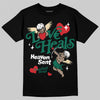 Jordan 4 Retro Oxidized Green DopeSkill T-Shirt New Love Heals Graphic Streetwear - Black