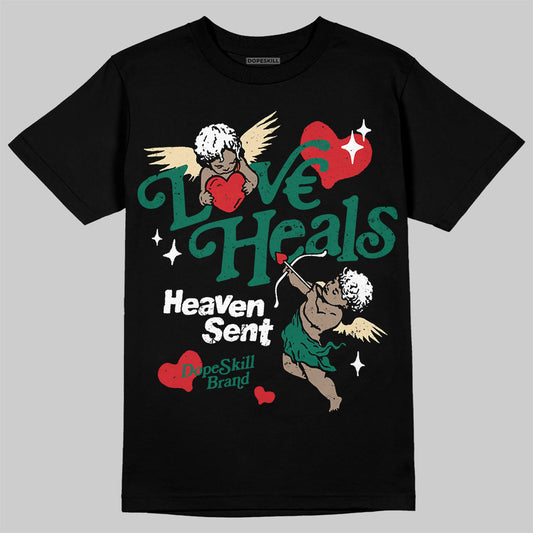 Jordan 4 Retro Oxidized Green DopeSkill T-Shirt New Love Heals Graphic Streetwear - Black