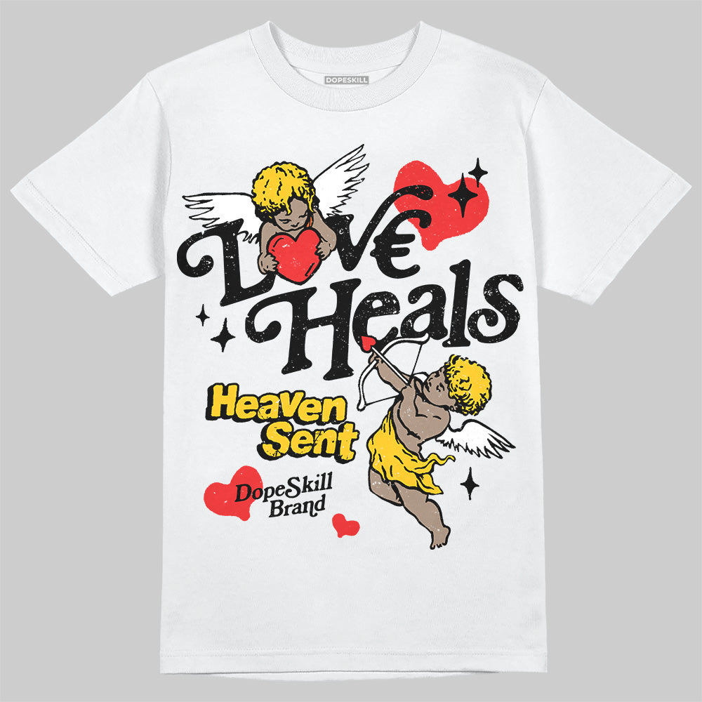 Yellow Sneakers DopeSkill T-Shirt New Love Heals Graphic Streetwear - White