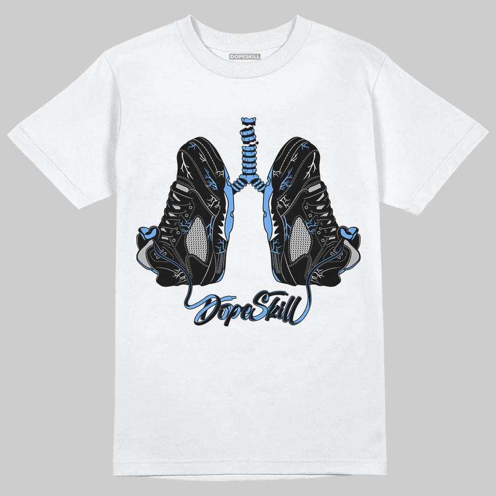 Jordan 5 Black University Blue DopeSkill T-Shirt Breathe Graphic Streetwear - White 
