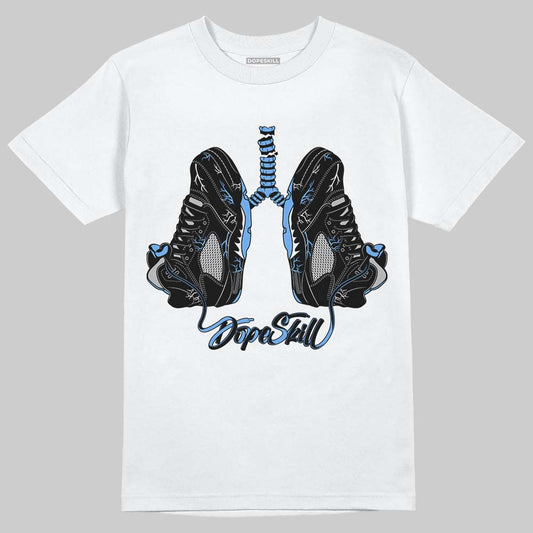 Jordan 5 Black University Blue DopeSkill T-Shirt Breathe Graphic Streetwear - White 