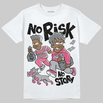 ASICS Gel Kayano 14 Pink Glo DopeSkill T-Shirt No Risk No Story Graphic Streetwear - White