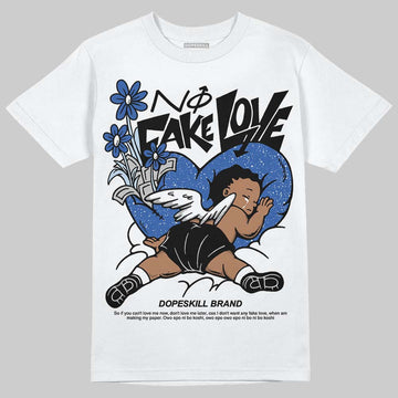 Awake NY x Jordan 5 Retro 'Black Racer Blue' DopeSkill T-Shirt No Fake Love Graphic Streetwear - White