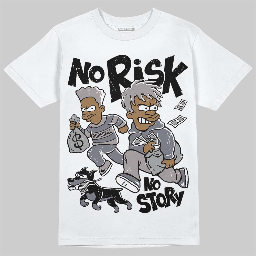 Lanvin Curb Sneakers White Anthracite DopeSkill T-Shirt No Risk No Story Graphic Streetwear - White